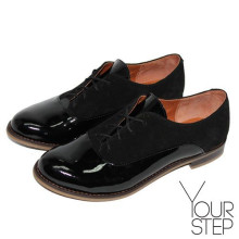 Туфли на низком ходу из замши и лаковой кожи черного цвета Арт. 05-6