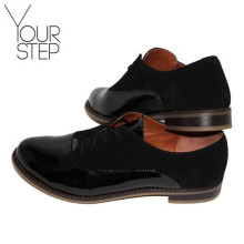 Туфли на низком ходу из замши и лаковой кожи черного цвета Арт. 05-6