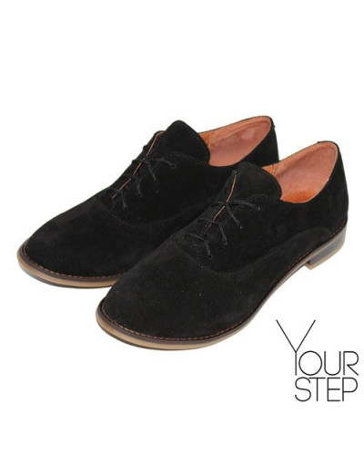 Туфли на низком ходу из черной замши Арт. 05-6