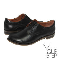 Туфли на низком ходу из натуральной кожи черного цвета Арт. 16-1/12