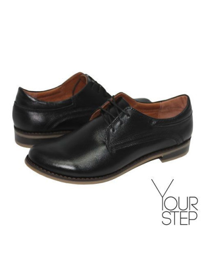 Туфли на низком ходу из натуральной кожи черного цвета Арт. 16-1/12