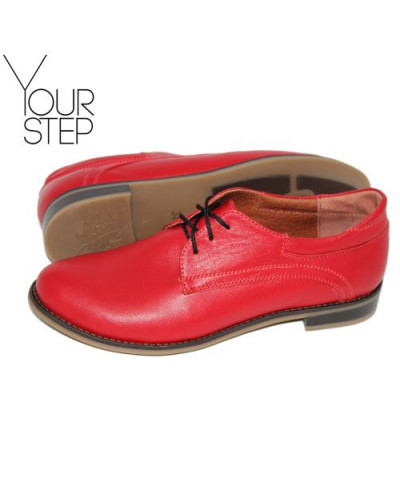 Туфли на низком ходу из натуральной кожи красного цвета Арт. 16-1/12