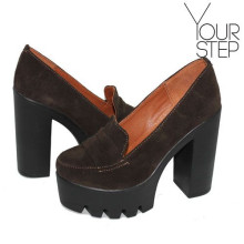 Туфли на высокой подошве из шоколадной замши Арт. 18-7/11