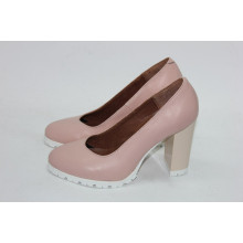 Туфли на устойчивом каблуке из кожи цвета пудры Арт. 95-1Т