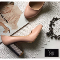 Туфли из кожи цвета пудра на серебряном каблуке Арт. 95-1/42Serebro