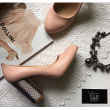 Туфли из кожи цвета пудра на серебряном каблуке Арт. 95-1/42Serebro