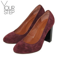 Туфли на устойчивом каблуке из бордовой замши Арт. 95-1/34