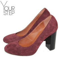 Туфли на устойчивом каблуке из бордовой замши Арт. 95-1/34