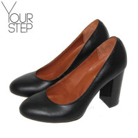 Туфли на устойчивом каблуке из черной кожи Арт. 95-1/34