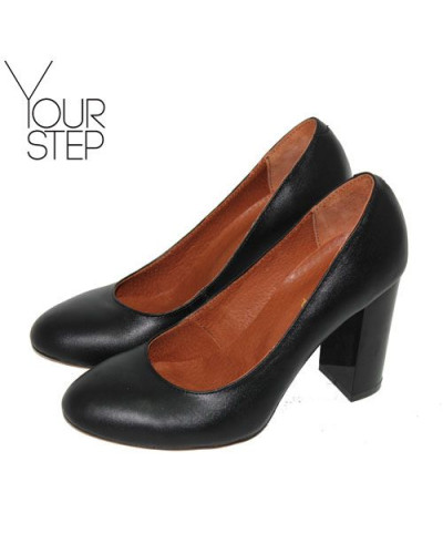 Туфли на устойчивом каблуке из черной кожи Арт. 95-1/34