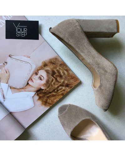 Туфли из замши бежевого цвета Арт. 95-4/44ОК