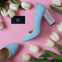 Туфлі-човники з блакитної замші Арт. 35-1/42 Serebro