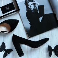 Туфлі-човники з чорного велюру Арт. 35-5/24Ок