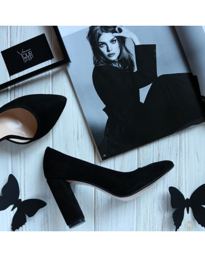 Туфлі-човники з чорного велюру Арт. 35-5/24Ок