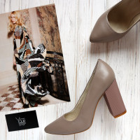 Туфлі-човники з бежевої шкіри Арт. 35-1/42