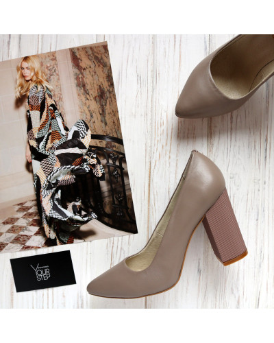 Туфлі-човники з бежевої шкіри Арт. 35-1/42