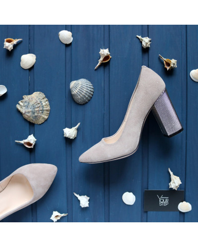 Туфлі-човники з бежевої замші Арт. 35-1/42 Serebro