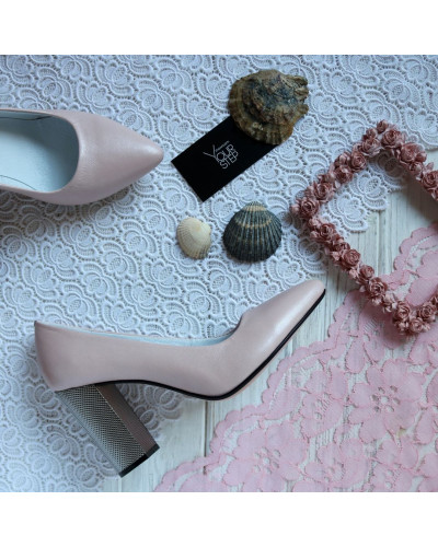 Туфлі-човники кольору пудра Арт. 35-1/42 Serebro