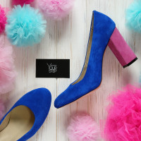 Туфли ярко-синего цвета с розовым каблуком Арт. 95-1/44Ок