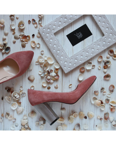 Туфлі-човники з замші Арт. 35-1/42 Serebro