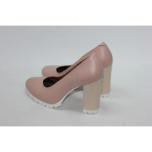 Туфли на устойчивом каблуке из кожи цвета пудры Арт. 95-1Т