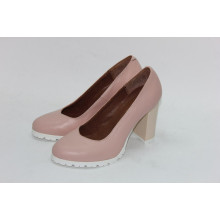 Туфли на устойчивом каблуке из кожи цвета пудры Арт. 95-1Т