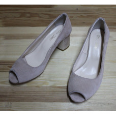 Туфли из замши цвета персик на низком каблуке Арт. 605-3/45