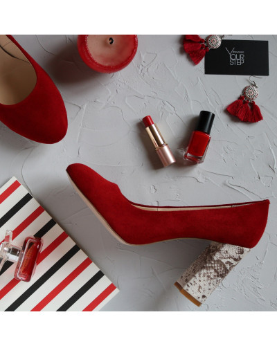 Туфли красного цвета с принтовым каблуком Арт. 95-1/44Ок