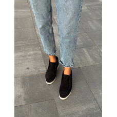 Чорні замшеві лофери — тепло, комфорт і стиль у кожному кроці (Арт. 156-4) 