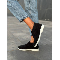 Черные замшевые лоферы – тепло, комфорт и стиль в каждом шаге (Арт. 156-4)