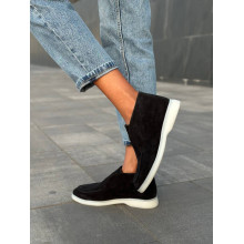 Чорні замшеві лофери — тепло, комфорт і стиль у кожному кроці (Арт. 156-4) 