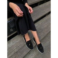 Черные замшевые лоферы на светлой подошве Арт 156-6