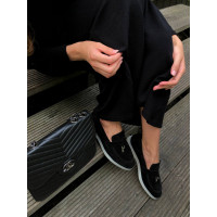 Черные замшевые лоферы на светлой подошве Арт 156-6