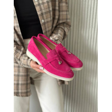 Жіночі замшеві лофери кольору фуксія Арт. 156-6