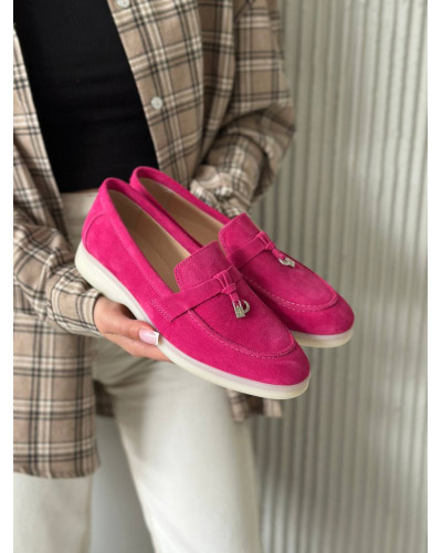 Яркие лоферы из натуральной замши цвет фуксия Your Step Арт. 156-6