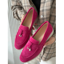 Жіночі замшеві лофери кольору фуксія Арт. 156-6