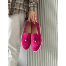 Жіночі замшеві лофери кольору фуксія Арт. 156-6