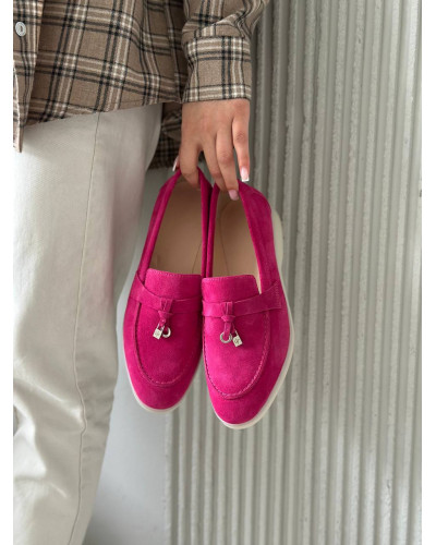 Яркие лоферы из натуральной замши цвет фуксия Your Step Арт. 156-6