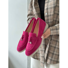 Жіночі замшеві лофери кольору фуксія Арт. 156-6