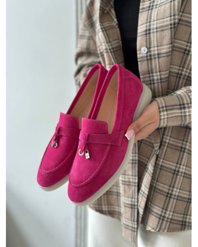 Яркие лоферы из натуральной замши цвет фуксия Your Step Арт. 156-6