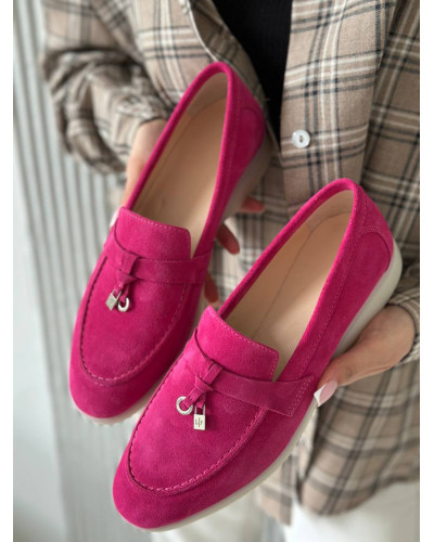 Яркие лоферы из натуральной замши цвет фуксия Your Step Арт. 156-6