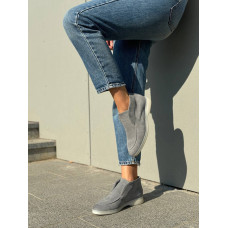 Высокие замшевые лоферы в светло-сером цвете – современный комфорт и утонченный стиль (арт. 156-4).