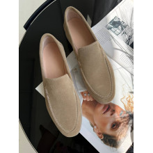 Пісочні замшеві лофери на тонкій підошві Арт. 156-10