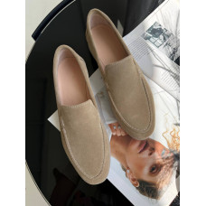 Пісочні замшеві лофери на тонкій підошві Арт. 156-10