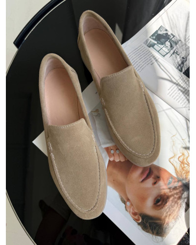 Женские лоферы из натуральной замши Your Step в песочном цвете Арт. 156-10