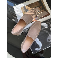 Замшевые цветные лоферы капучино на тонкой подошве Арт. 156-10