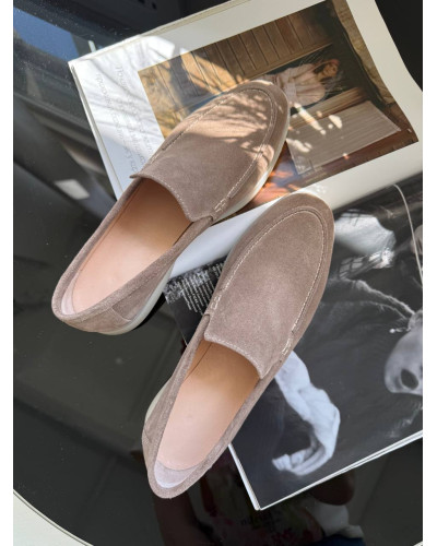 Женские замшевые лоферы Your Step в цвете капучино Арт. 156-10