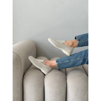 Бежевые замшевые лоферы с декоративным швом Арт. 156-10