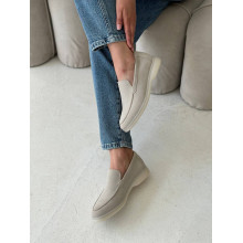 Бежеві замшеві лофери з декоративним швом Арт. 156-10