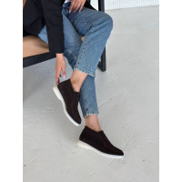 Высокие замшевые лоферы в цвете шоколад Арт.156-4